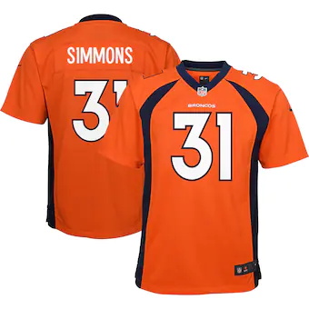 youth nike justin simmons orange denver broncos game jersey